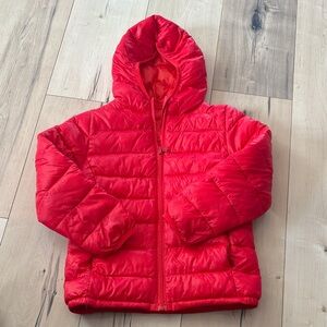 Red Puffer Jacket with Hood s140cm